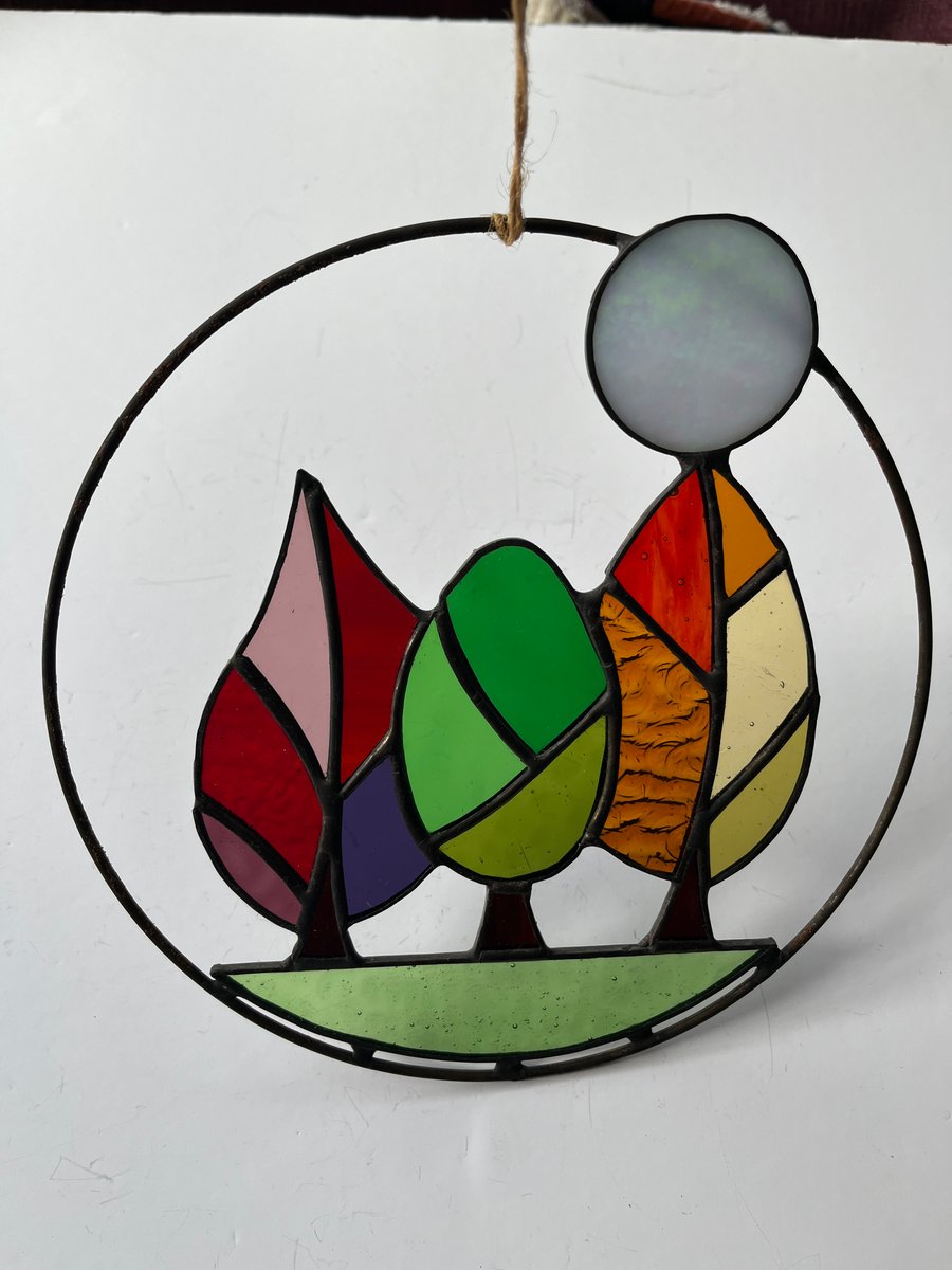 Perfectly Imperfect Stained Glass Tree Hoop
