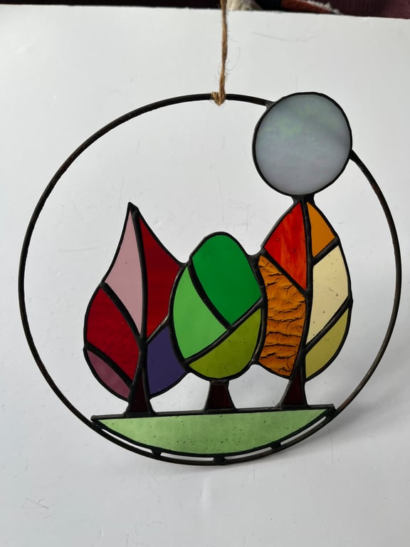 Perfectly Imperfect Stained Glass Tree Hoop