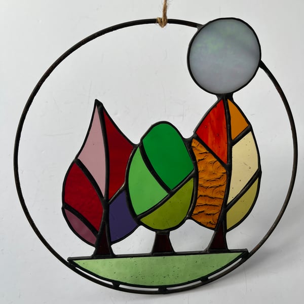 Perfectly Imperfect Stained Glass Tree Hoop