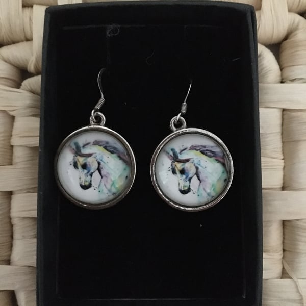 White Unicorn Earrings