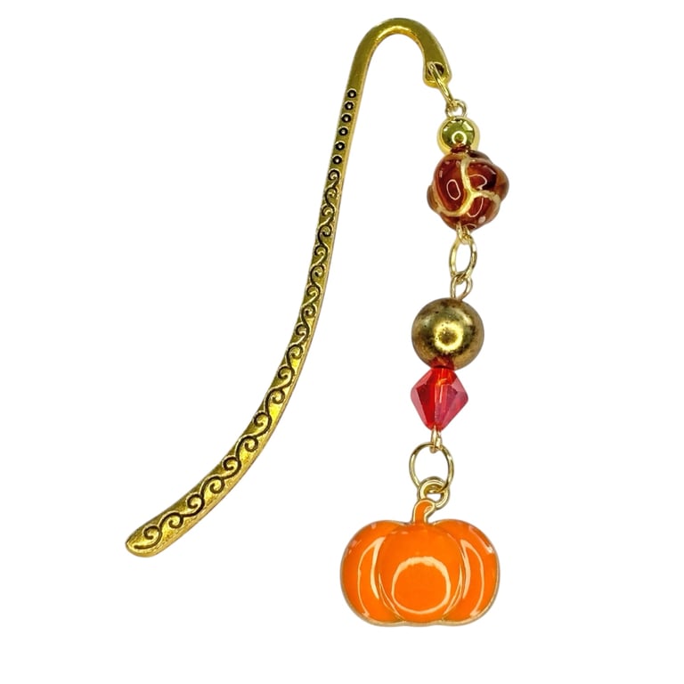 Pumpkin Charm Beaded Bookmark 