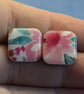 Floral Square Stud Earrings - Image 4