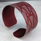 Deep red aluminium cuff bangle - handcrafted statement jewellery