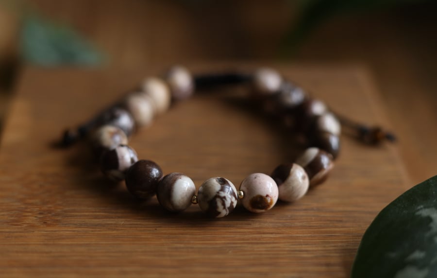 Zebra Jasper Bracelet natural Stone Macramé Bracelet Boho Jewellery
