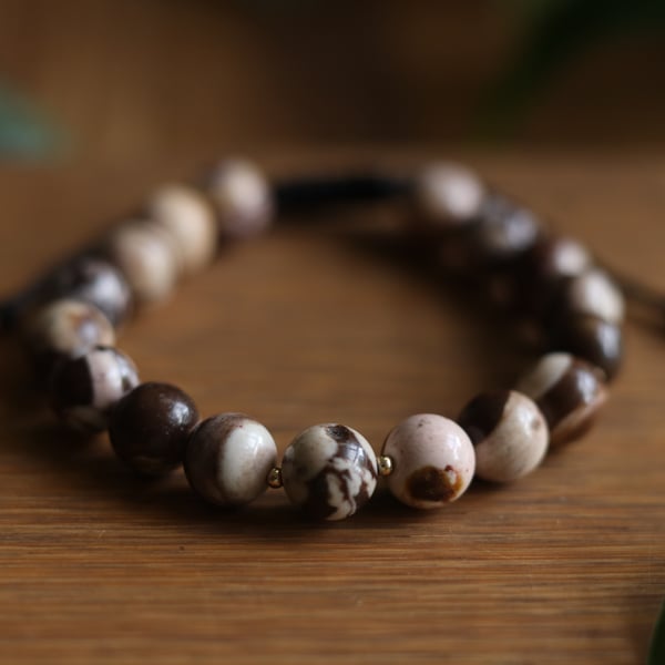 Zebra Jasper Bracelet natural Stone Macramé Bracelet Boho Jewellery