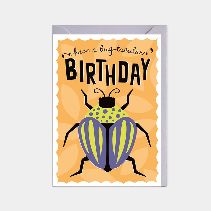 Kids birthday card - bug birthday card - cute animal card