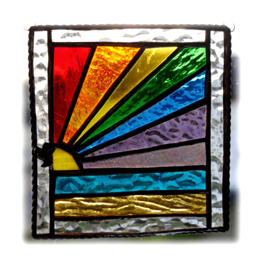 Rainbow Beach Stained Glass Suncatcher Handmade 018 