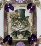 Gentleman Tabby Cat - Hand Crafted Decoupage Greeting Card - Blank (3307)