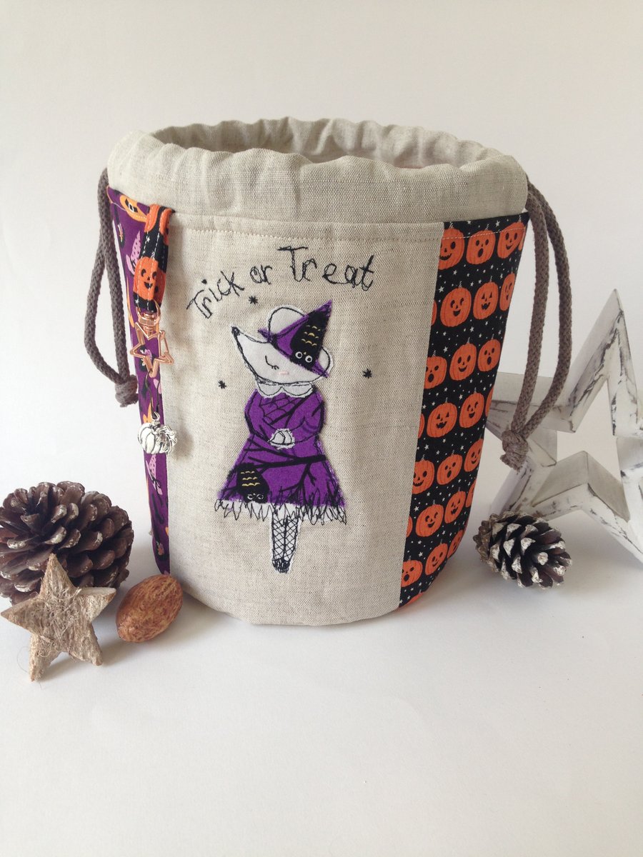 Halloween Matilda mouse sock knitters bag