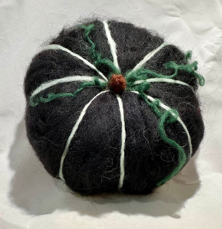 Large Black Handfelted Pumpkin 