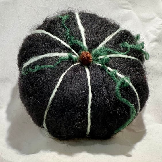 Large Black Handfelted Pumpkin 