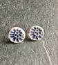 Porcelain earrings studs ammonite lilac blue silver 925 The Porcelain Menagerie - Image 1