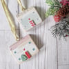Set of 2 Painted Christmas House Hanging Decorations