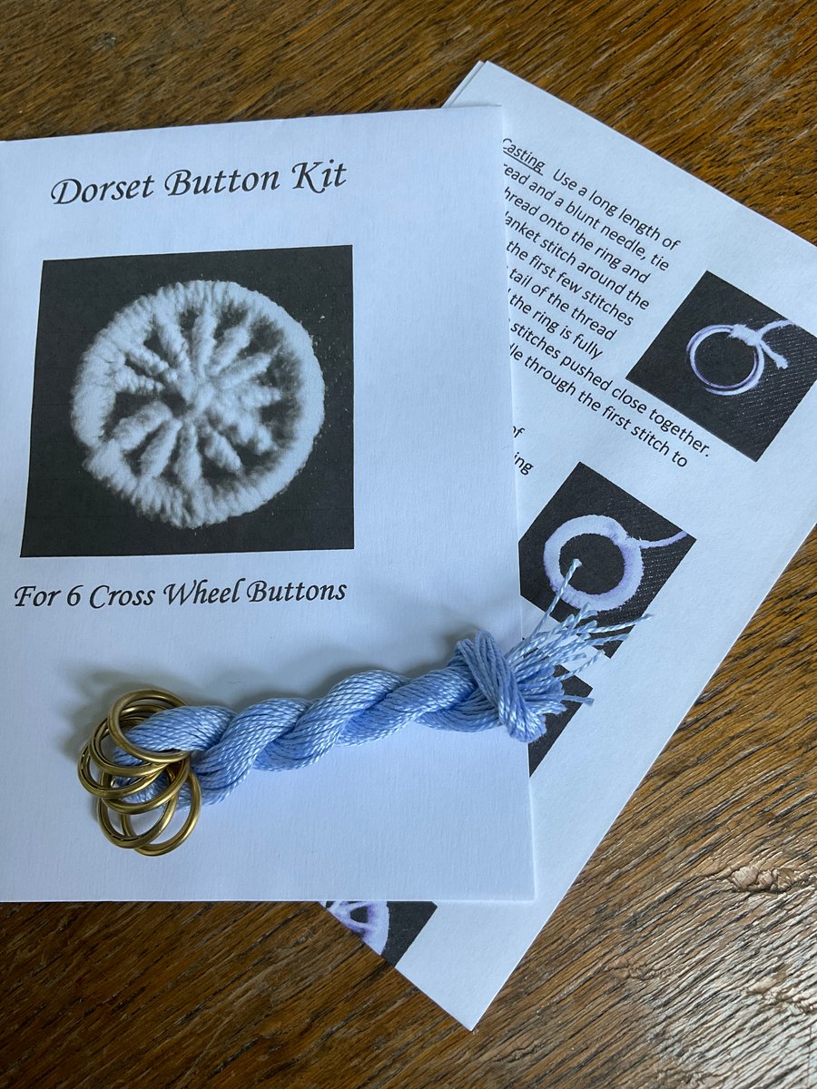 Kit to Make 6 x Dorset Cross Wheel Buttons, Light Blue, 15mm