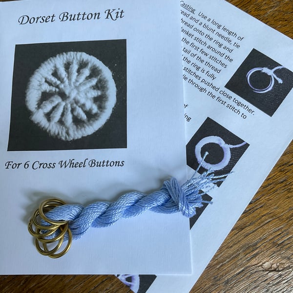 Kit to Make 6 x Dorset Cross Wheel Buttons, Light Blue, 15mm