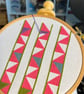 Geometric Cross Stitch Keyring: Hand Embroidered Linen Key Fob - Image 7