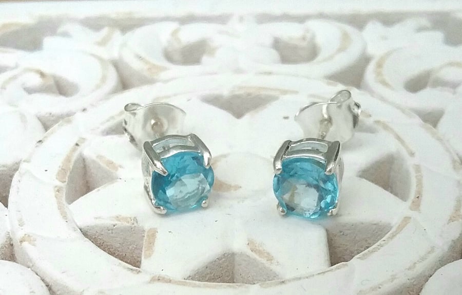 Swiss Blue Topaz Stud Earrings....