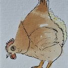 ACEO" Hey Chicken" an original teabag and watercolour artwork