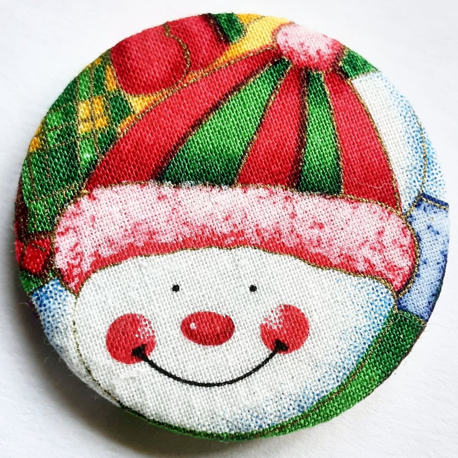 Christmas Badge Snowman Textile Badge 45mm