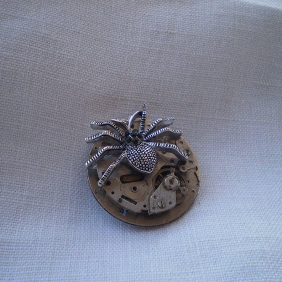 Steampunk Clockwork Spider Brooch