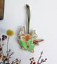 Wren and Snowdrops Wooden Hanging Decoration - Image 1