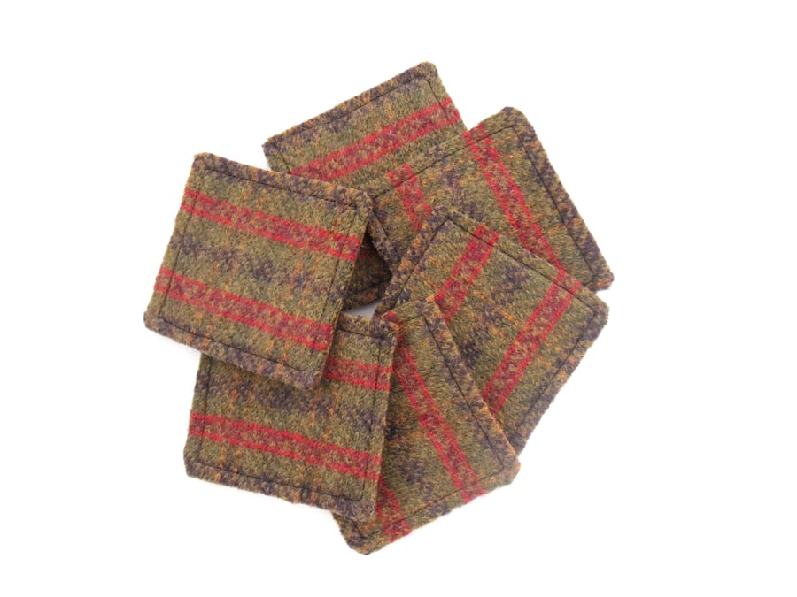 Tartan felt wool coasters ,100% wool