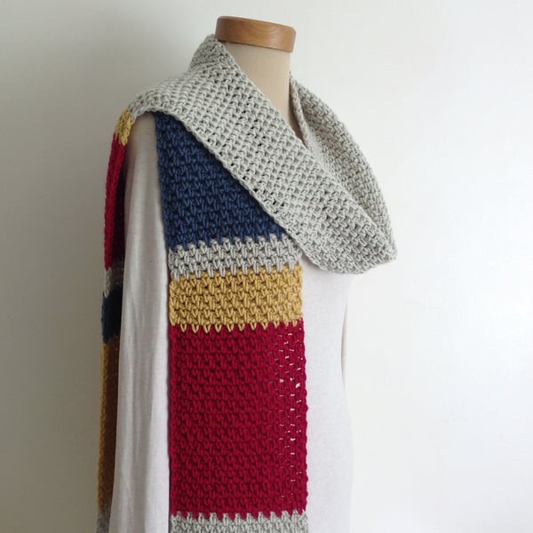  SCARF. Super-soft. Cashmere, Merino blend . ' Marina'  '. Colourblock. Skinny. 