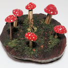 Unique woodland limpet shell and driftwood fairy ring scene ornament 