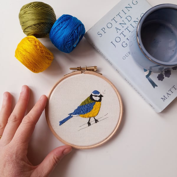 Full kit, Bluetit Bird Hand Embroidery Kit