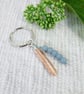 Feather Bag Charm, Copper and Sterling Silver with Blue Angelite Gemstones - Image 6