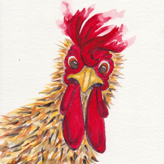 Rooster being curious, print of an Original painting
