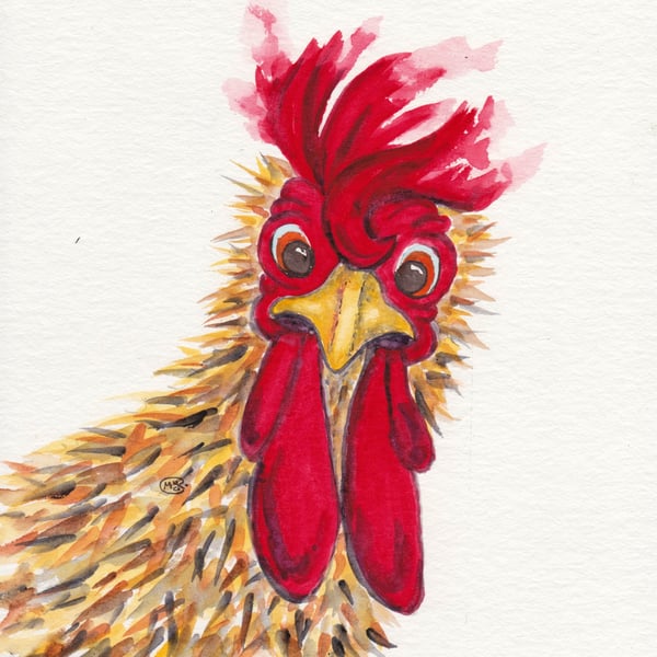 Rooster being curious, print or the Original painting