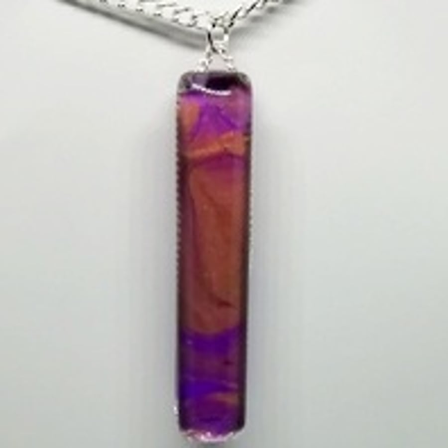 Purple gold Marble clay glass pendant 