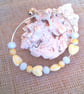 Rigid Bangle with Yellow Hearts and White Faceted Beads, Gift for Her, Bangle - Image 6