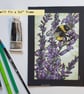 Bee on Lavender original artwork, wall art, drawing - Image 8