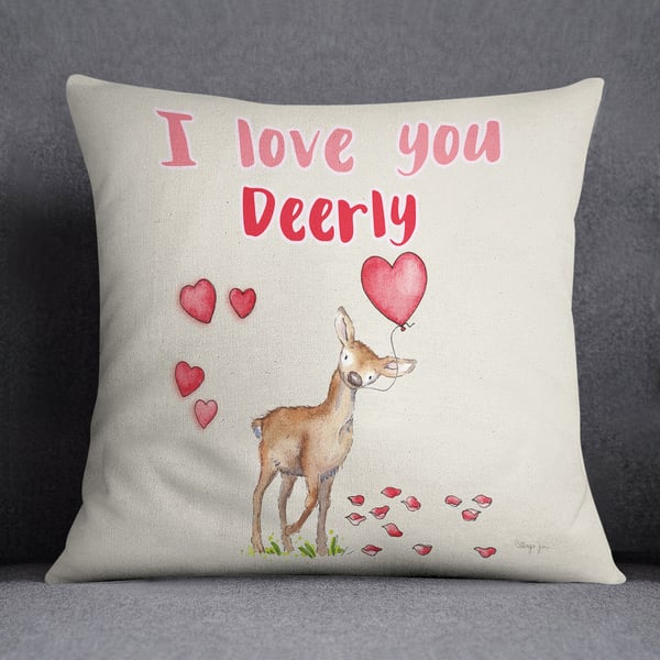 I Love You Deerly Valentine's Cushion