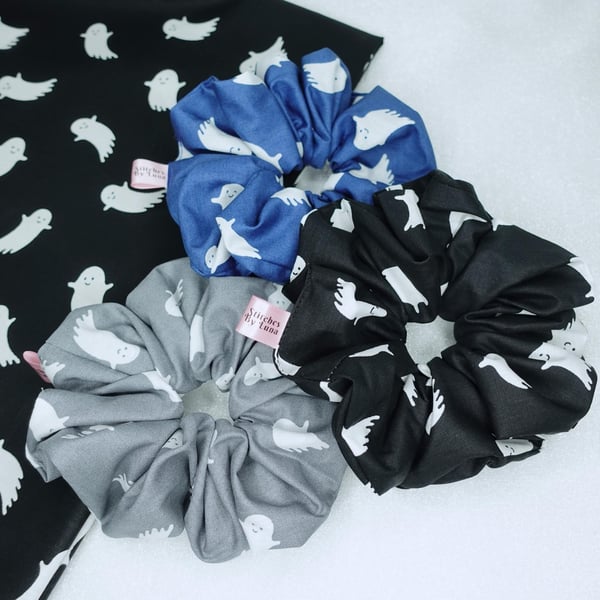 Halloween Scrunchies Set, Spooky Ghost Scrunchies, Large Ghost Scrunchies