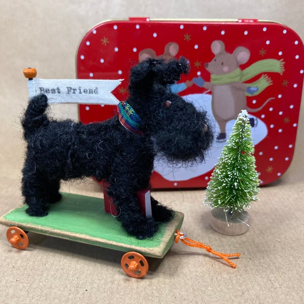 Mini Scotty Dog in a Christmas Tin