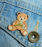 Forget Me Not Brooch Pin, Handmade Bereavement Gift, Teddy Bear Badge - Image 3