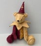 Jester artist bear, one of a kind adult collectable teddy bear, hand embroidered