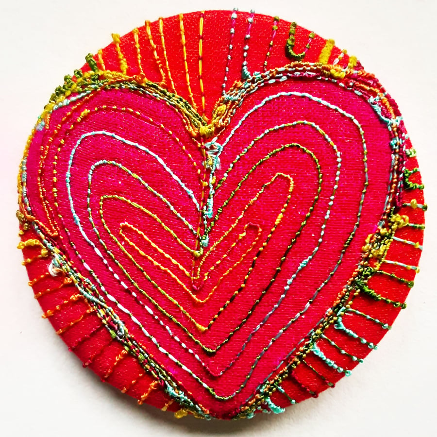 45mm Multicoloured Heart Textile Badge 