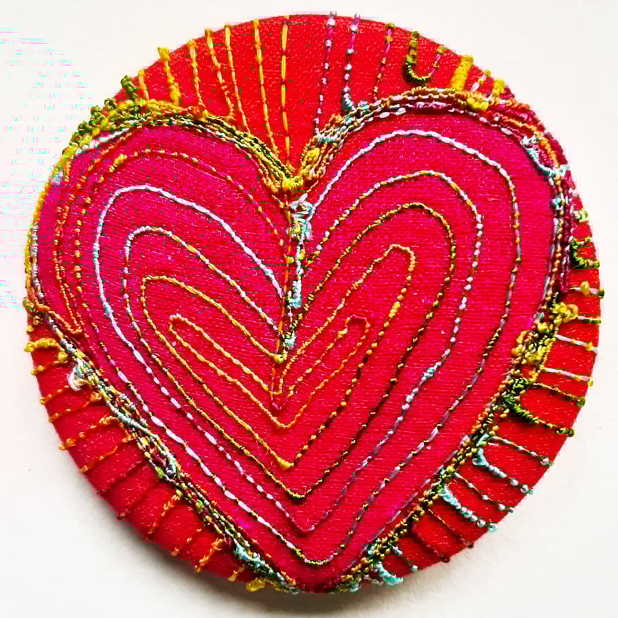 Badge 45mm Multicoloured Heart Textile Badge 
