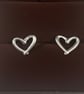 Sterling Silver Heart Stud Earrings - Handmade Open Heart Studs