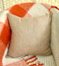 Tweed Scatter Cushion with Pad, Beige Herringbone 46x46cm - Image 2