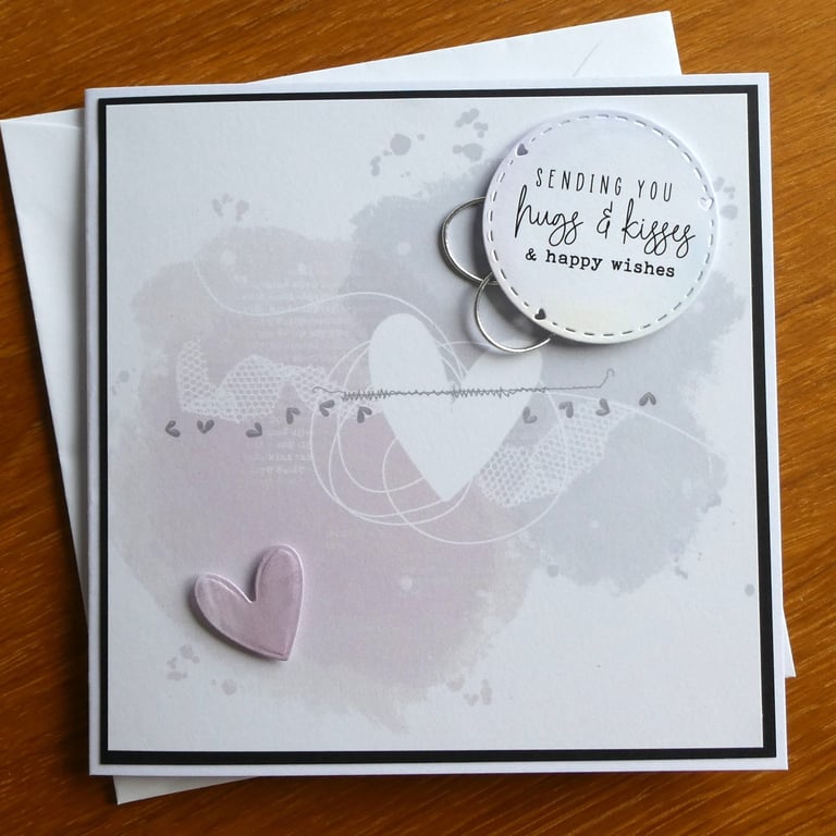 Hugs and Kisses and Happy Wishes Card for Engagement, Anniversary, Birthday