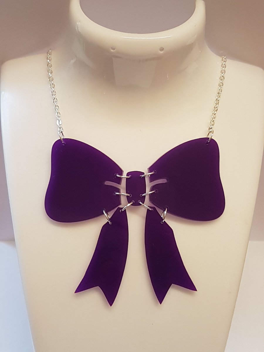 Large Intricate Bow Necklace - Acrylic