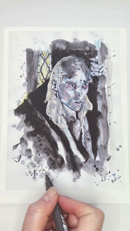 Expressive Portrait Art Print – Mixed Media Figurative Wall art