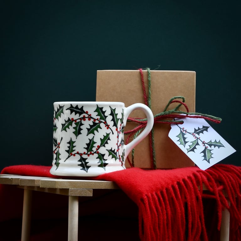 Christmas Holly Country Mug - Hand Painted