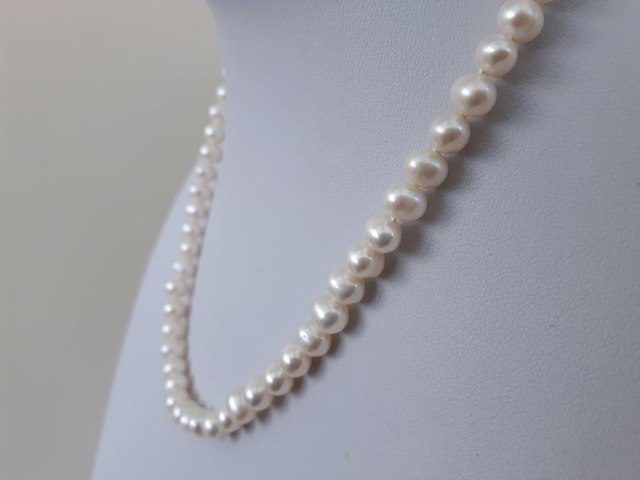 Freshwater Pearl Necklace with Heart Clasp in Sterling Silver