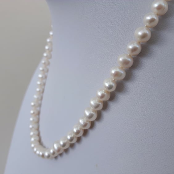 Freshwater Pearl Necklace with Heart Clasp in Sterling Silver